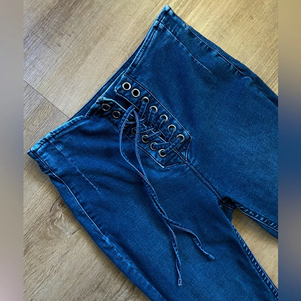 Free People Lace Up Skinny Jeans - Picture 1 of 6